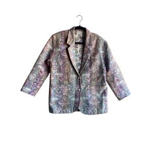 Serge Azar Vintage 90s Women's tapestry Geometric Blazer Jacket Size Small
